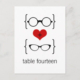 Carte postale Numéro de table des lunettes Geeky
