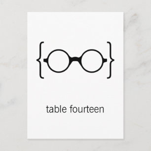 Carte postale Numéro de table des lunettes Geeky
