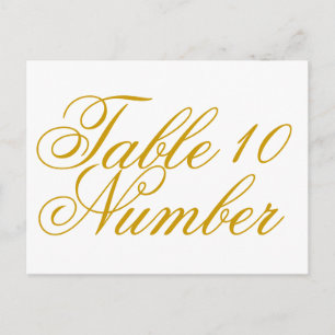 Carte postale Numéro de table d'impression or simp