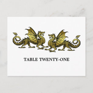 Carte postale Numéro de table Dragons Gold Elegant