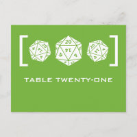 Carte postale Numéro de table du jeu de dés Green