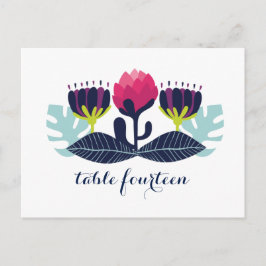Carte postale Numéro de table florale funky