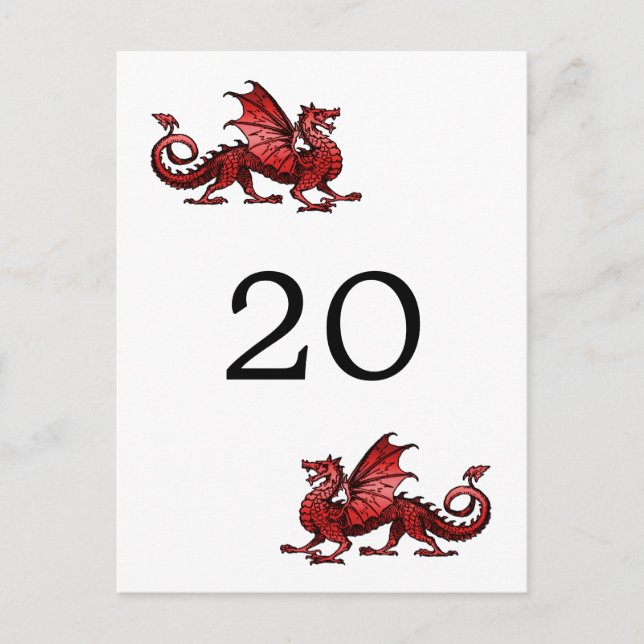 Carte postale Numéro de table Red Dragon (Devant)