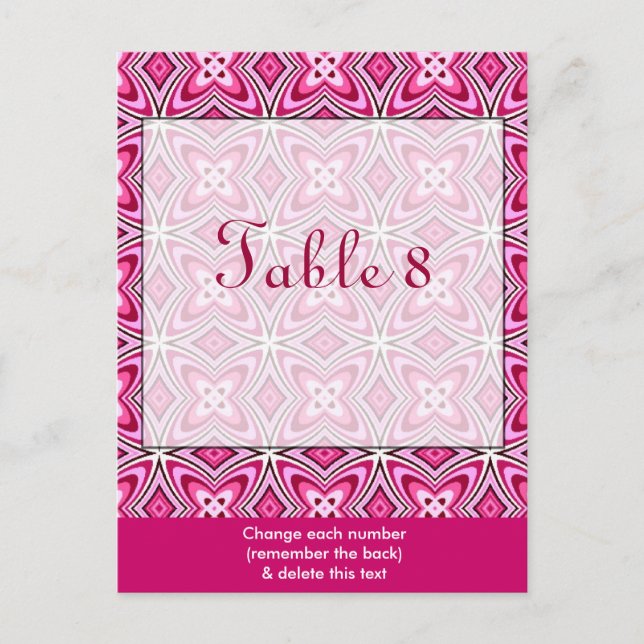 Carte postale Numéro de table rose (Devant)