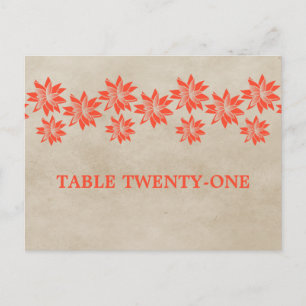 Carte postale Numéro de table Vintage Floral Orang