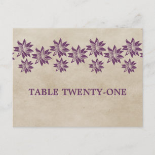 Carte postale Numéro de table Vintage Floral Viole