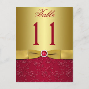 Carte postale Numéro de tableau Floral Rouge et Or
