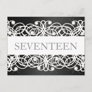 Carte Postale Numéro de tableau Shimmer noir et cristaux