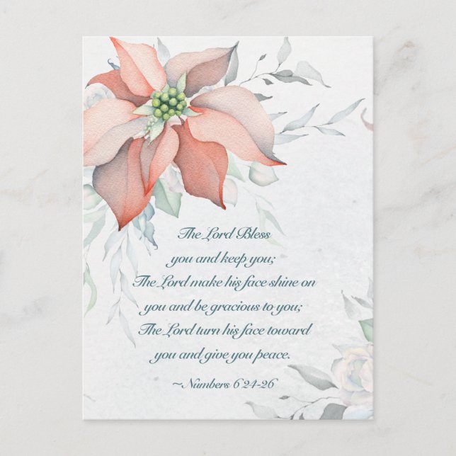 Carte Postale Numéros 6:24-26 Le Seigneur vous bénisse Noël (Devant)