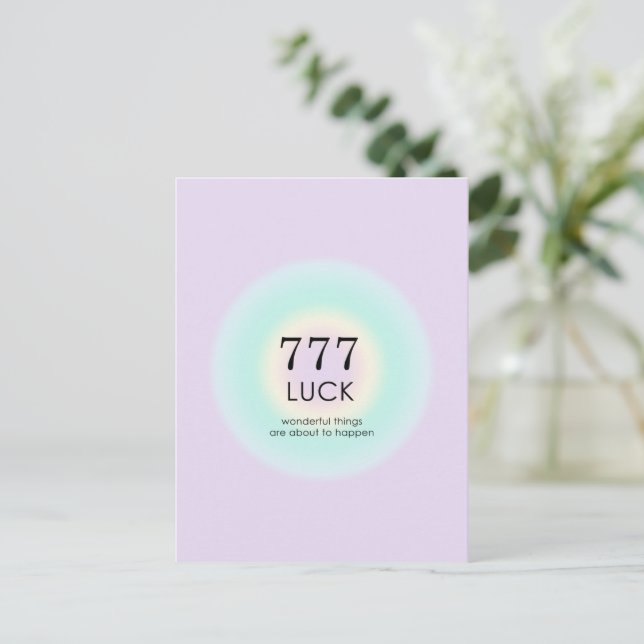 Carte Postale Numéros d'ange Numérologie 777 Chance Significatio (Debout devant)