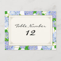 Numéros de tableau Dentelle bleu Hydrangée Florale