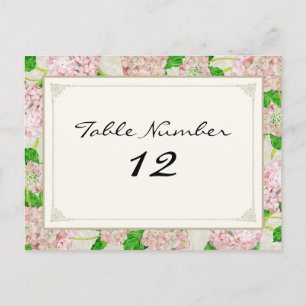 Carte Postale Numéros de tableau Dentelle rose Hydrangée Florale