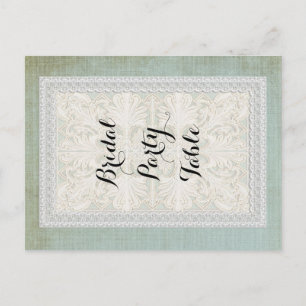 Carte Postale Numéros de tableau Dentelle rustique w Lin Vintage