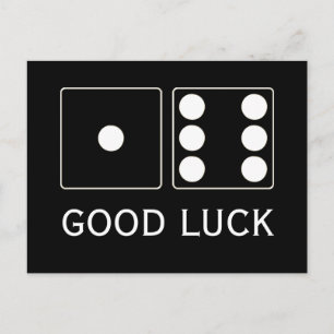 Carte Postale Numéros DICE pips blanc 1 + 6 + votre texte