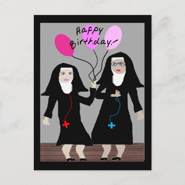 Carte Postale Nun Cadeaux d'anniversaire "Bonne soeur d'annivers (Devant)