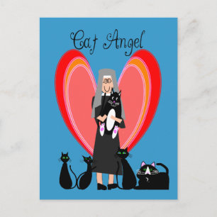 Carte Postale Nun Cat Angel Art Cadeaux