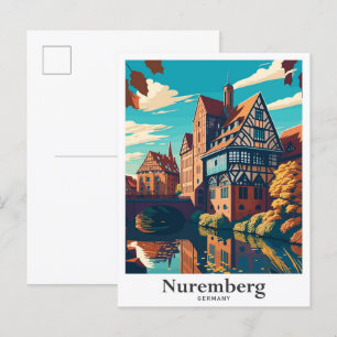 Carte Postale Nuremberg Allemagne Art Voyage Illustration