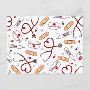 Carte Postale Nurse Love Imprimer Arrière - plan blanc