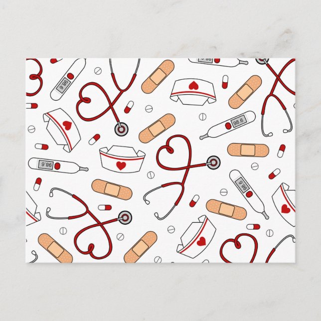 Carte Postale Nurse Love Imprimer Arrière - plan blanc (Devant)