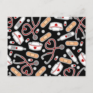 Carte Postale Nurse Love Imprimer Arrière - plan noir