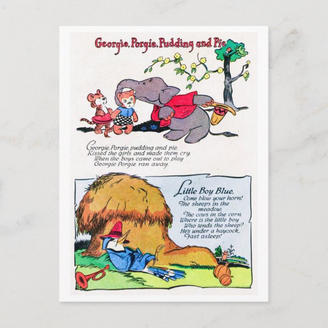 Carte Postale Nursery Rhyme - Georgie Porgy, Little Boy Blue (Devant)