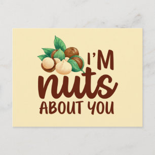 Carte Postale Nuts About You mignon Love Pun Funny Valentine's D