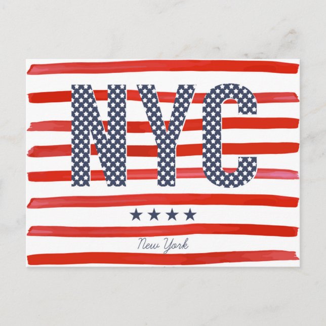 Carte Postale NYC | Design rouge, blanc et bleu (Devant)
