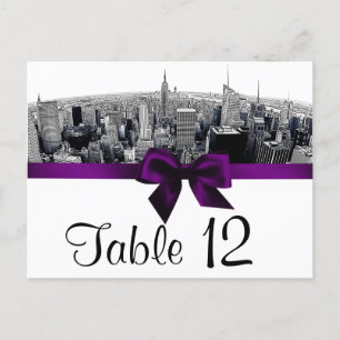 Carte Postale NYC Etched Fisheye Skyline BW Purple Numéro de tab