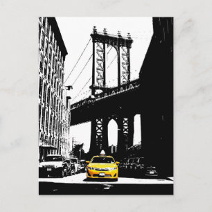 Carte Postale Nyc New York City Taxi jaune Pont de Brooklyn