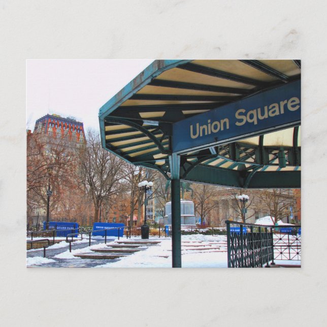 Carte Postale NYC Snowy Union Carré en hiver (Devant)