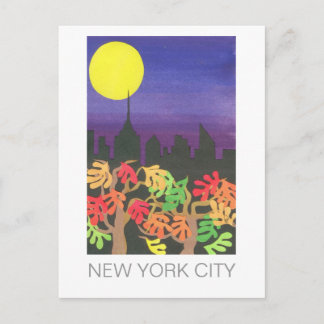 Carte Postale NYC vert la nuit à l'automne
