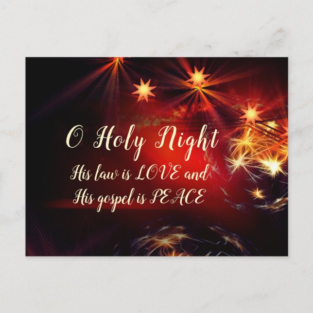 Carte Postale Ô nuit sainte, sa loi est AMOUR, Noël Carol (Devant)