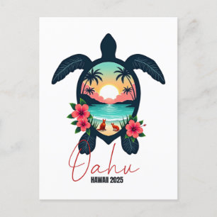 Carte Postale Oahu Hawaï 2025 Vacances d'été Famille Tortue