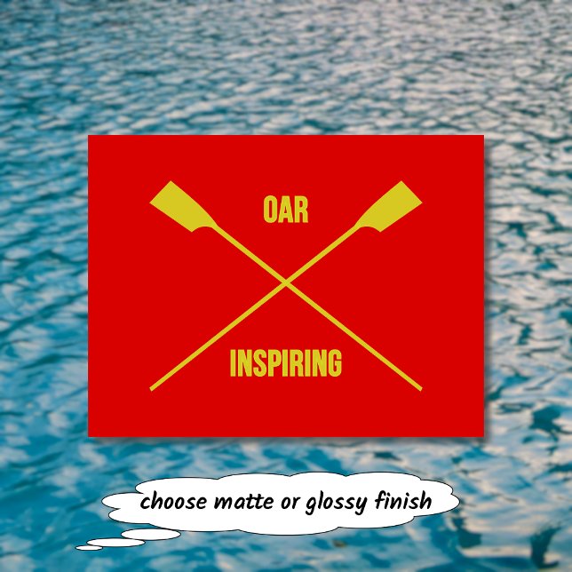 Carte Postale Oar, slogan inspirant et oars croisés rouge (Créateur téléchargé)