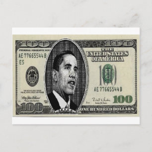 Carte Postale Obama sur une facture de 100 dollars