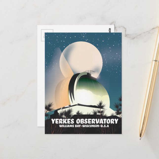 Carte Postale Observatoire de Yerkes Williams Bay, Wisconsin, Ét (Devant/Arrière en situation)