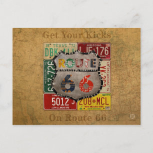 Carte Postale Obtenez vos coups de pied sur la Route 66 License 