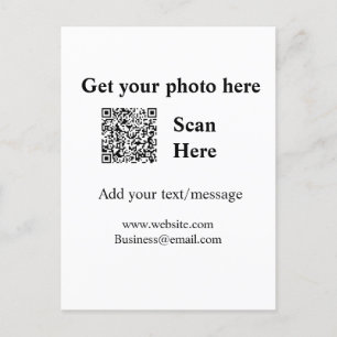 Carte Postale Obtenez votre photo scan QR ajouter l'adresse e-ma
