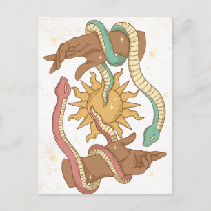 Carte postale occulte Mains et serpents