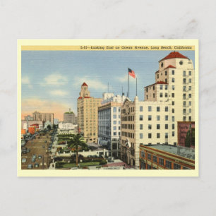 Carte Postale Ocean Ave., Long Beach, Californie Vintage