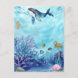Carte Postale Océan bleu sous la mer