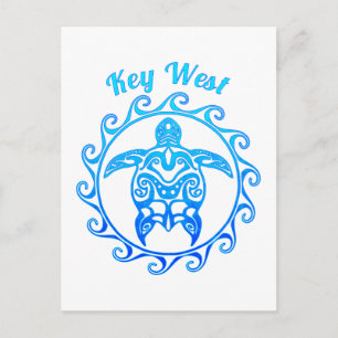 Carte Postale Ocean Blue Tribal Turtle Key West