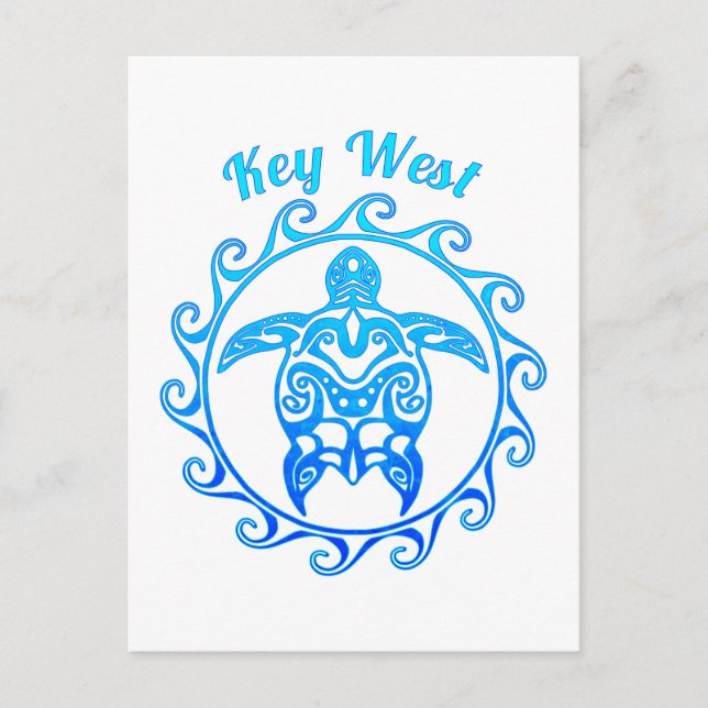 Carte Postale Ocean Blue Tribal Turtle Key West (Devant)
