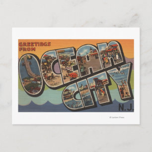 Carte Postale Ocean City, New Jersey - Scènes de grandes lettres