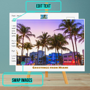 Carte Postale Ocean Drive à Night à Miami Beach