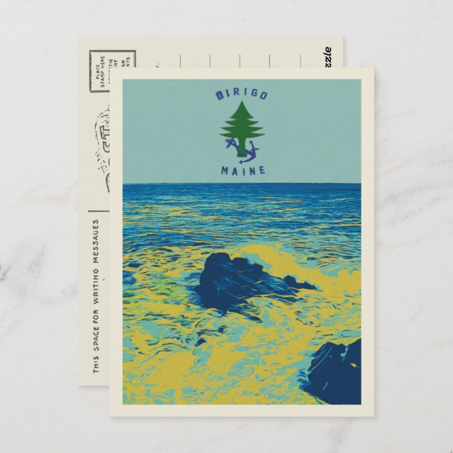 Carte Postale Ocean Maritime Flag Maine USA (Devant / Derrière)