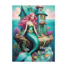 Ocean Mermaid Happy Birthday 