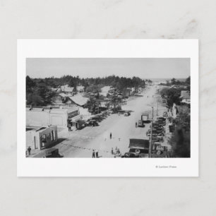 Carte Postale Ocean Park, WA - Vue sur la plage, Vieilles voitur