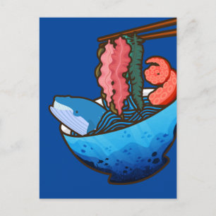Carte Postale Ocean Ramen Tentacle Kelp Whale Food Nature