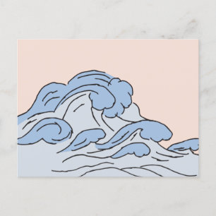 Carte Postale Océan Rose/Bleu Vagues D'Océan Esthétique Avec Pla
